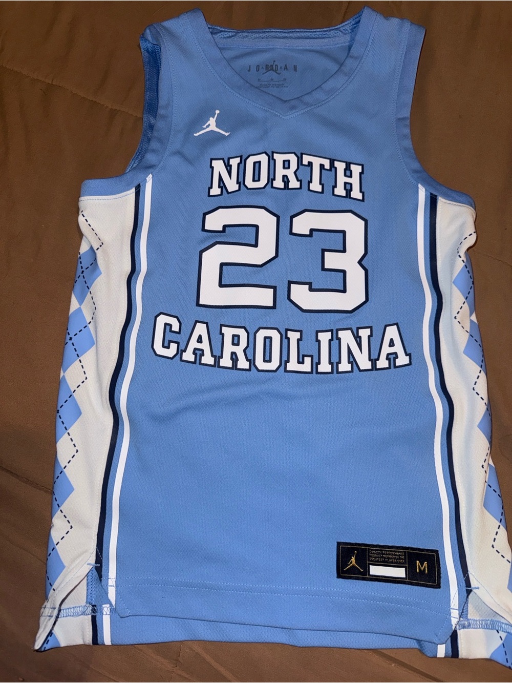 Jordan University of North Carolina blue basketball jersey kids size M